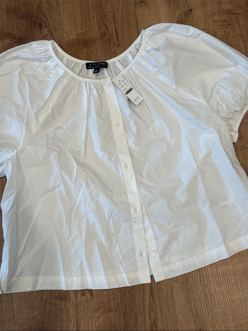 J Crew Puff-sleeve button-up top in cotton poplin